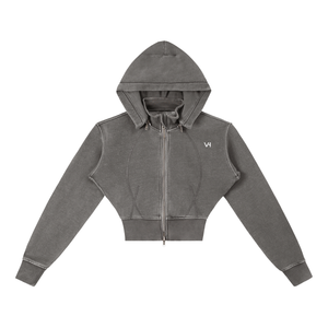 VORTH,Women,Hoodie,Cropped,Heavyweight,Fleece,VintageWash,ZipHoodie,New