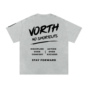 NO SHORTCUTS Snow-Washed Oversized Tee