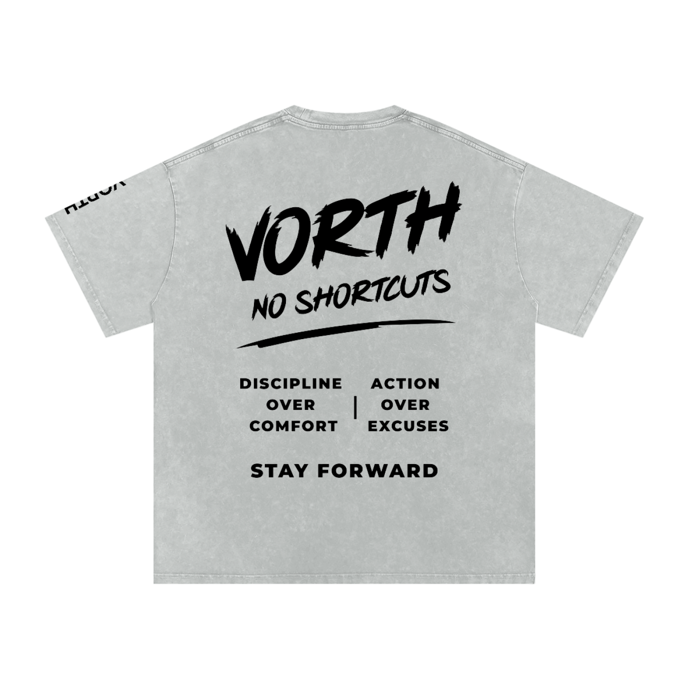NO SHORTCUTS Snow-Washed Oversized Tee